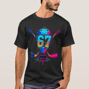 Hockey Ice Cream Drip Number 67 Player 67th Birthd T-Shirt