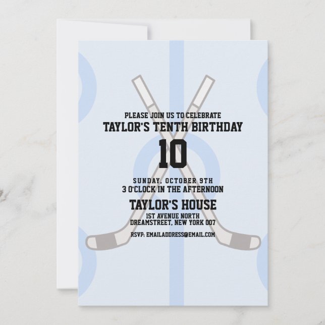 Hockey Ice Rink Sports Custom Birthday Party Invitation (Front)