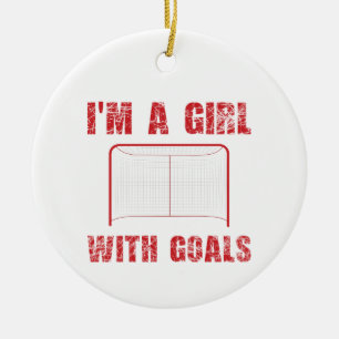 Hockey I'm a Girl With Goals Ceramic Tree Decoration