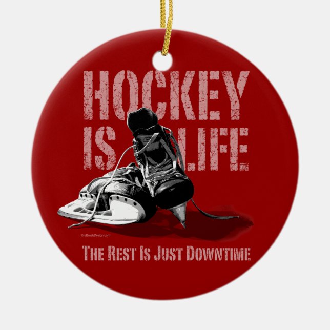 Hockey Is Life Ceramic Tree Decoration (Front)