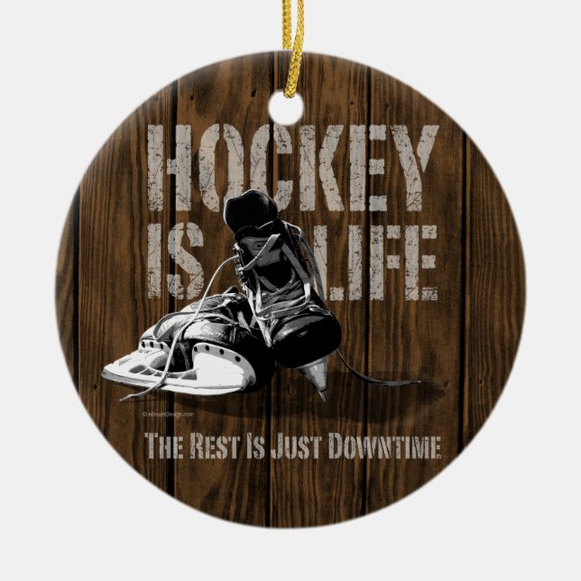 Hockey Is Life Ceramic Tree Decoration (Front)