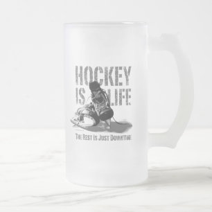 Hockey Is Life Frosted Glass Beer Mug
