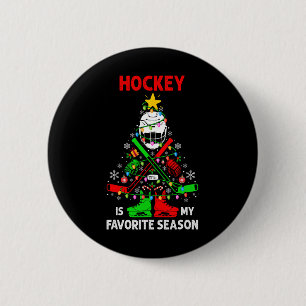 Hockey Is My Favorite Season Christmas Tree Equipm 6 Cm Round Badge