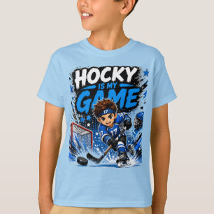 Hockey Is My Game Cute Kawaii Kids Sports Design T-Shirt