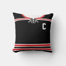 Hockey Jersey Name & Number Template Pillow Blue