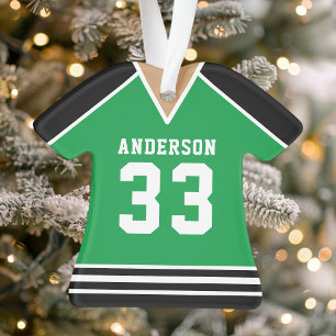 Hockey Jersey Sports Team Uniform Green and Black Ornament