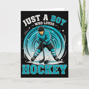 Hockey Just A Boy Who Loves Hockey Player Ice Hock Card