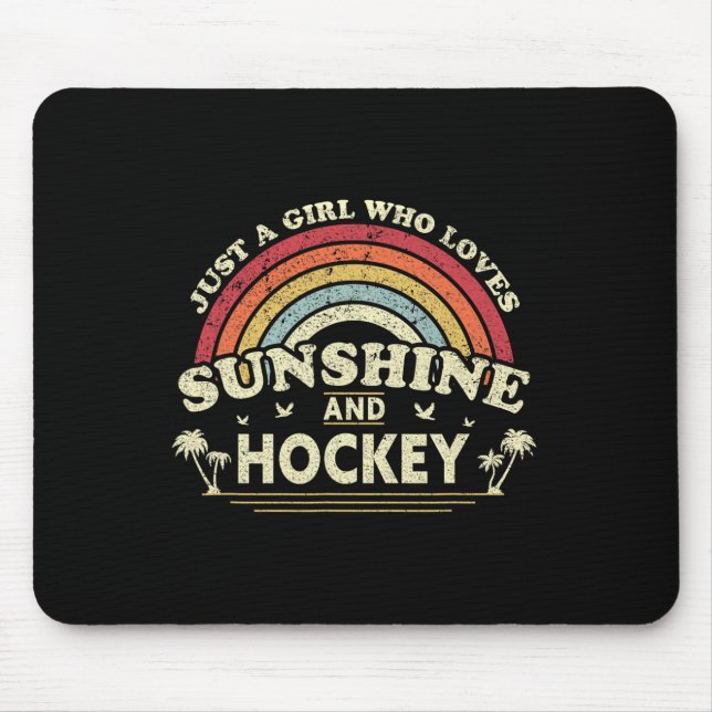 Hockey . Just A Girl Who Loves Sunshine And Hockey Mouse Mat (Front)