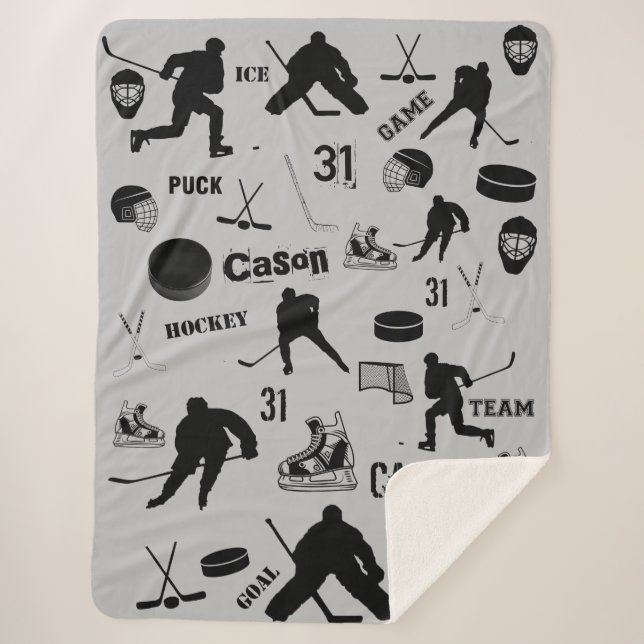 HOCKEY Large Sherpa Blanket Personalised (Front)