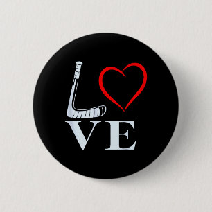 Hockey Love Heart Graphic For Ice Hockey Fans 6 Cm Round Badge