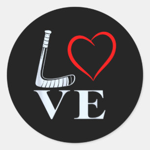 Hockey Love Heart Graphic For Ice Hockey Fans Classic Round Sticker