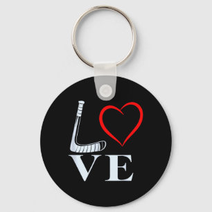 Hockey Love Heart Graphic For Ice Hockey Fans Key Ring
