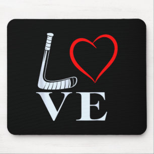 Hockey Love Heart Graphic For Ice Hockey Fans Mouse Mat