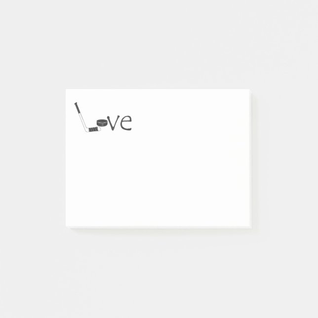 Hockey Love Stick and Puck Word Art Post-it Notes (Front)