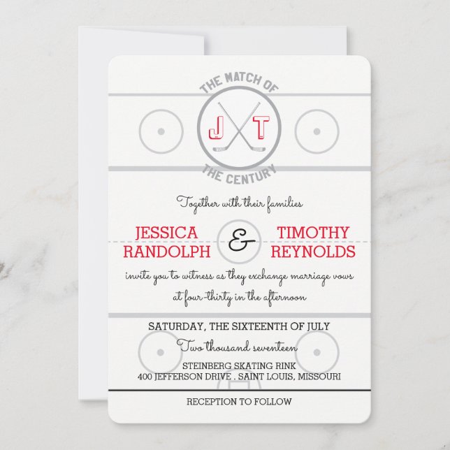 Hockey Love Wedding Invitations (Front)