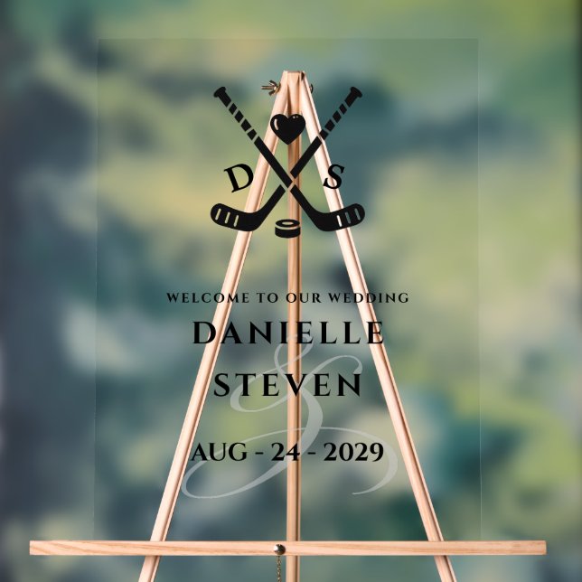 Hockey Love Welcome Acrylic Sign (Neutral)