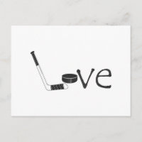 Hockey Love Word Art With Stick and Puck