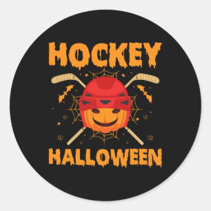Hockey Lover Halloween Day Men Women Hockey Player Classic Round Sticker