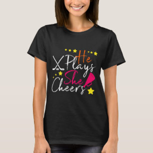 Hockey Lover He Plays She Plays Cheerleader Family T-Shirt