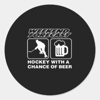 Hockey Lover | Hockey With A Chance Of Beer Classic Round Sticker