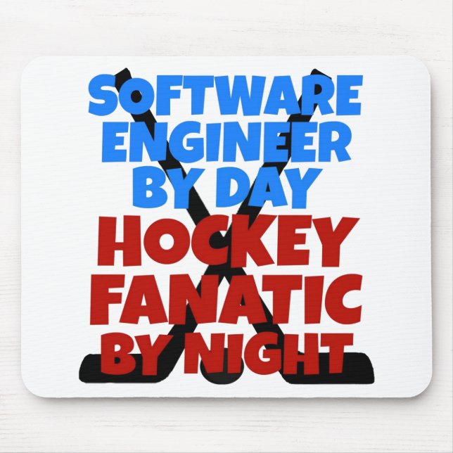 Hockey Lover Software Engineer Mouse Mat (Front)