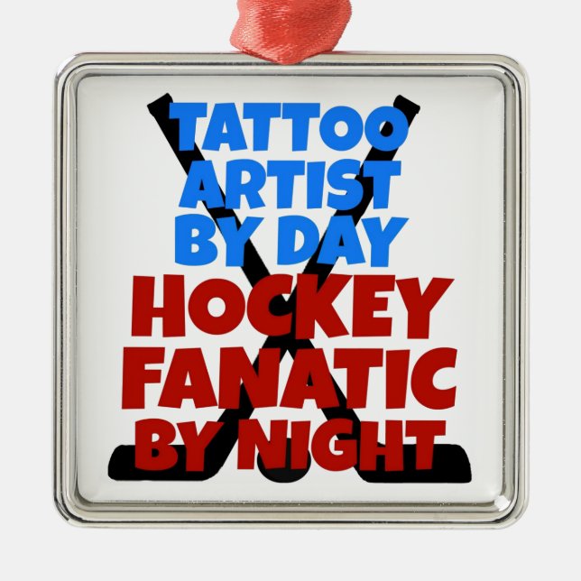 Hockey Lover Tattoo Artist Metal Tree Decoration (Front)