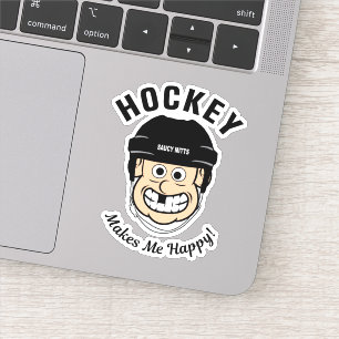 Hockey Makes Me Happy Funny Cartoon Player Laptop