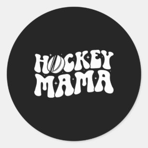 Hockey Mama Groovy Ice Hockey Mom Of A Hockey Play Classic Round Sticker