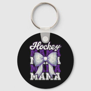 Hockey Mama Mummy Ball Bow Proud Sports Mother Son Key Ring