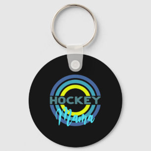 Hockey Mama With Modern Hockey Circles Key Ring