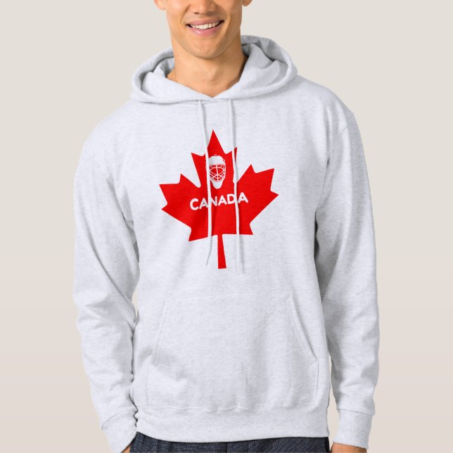 Hockey Mask On Canada Maple Leaf Hoodie (Front)