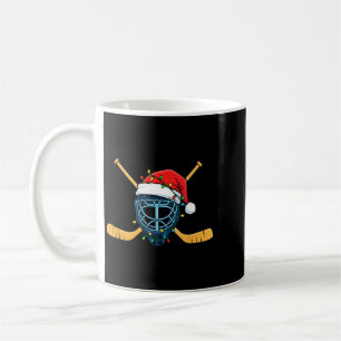 Hockey Mask With Santa Hat Christmas Lights Coffee Mug