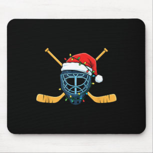 Hockey Mask With Santa Hat Christmas Lights Mouse Mat