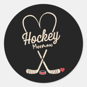 Hockey Meemaw Heart Hockey Player  Classic Round Sticker