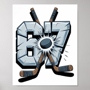 Hockey Meme Six Seven 6 7 67 Hockey Meme Poster