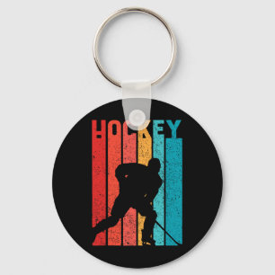 Hockey Men's Children's Retro Ice Hockey Player Key Ring