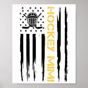 Hockey Mimi Hockey Player Usa Flag Poster