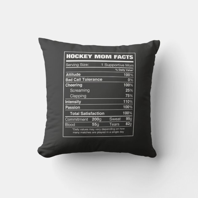 Hockey mom facts cushion (Front)