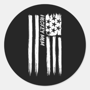 Hockey Mom Flag Sports Patriotic Usa American Fan  Classic Round Sticker