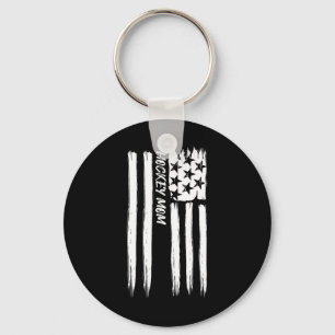 Hockey Mom Flag Sports Patriotic Usa American Fan Key Ring