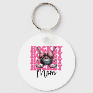 Hockey Mom Hockey Mama Mother's Day Pink Coquette Key Ring