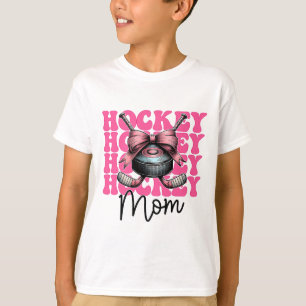 Hockey Mom Hockey Mama Mother's Day Pink Coquette T-Shirt