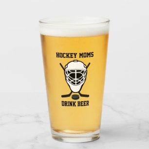Hockey Moms Drink Beer Cute Funny Sports Glass