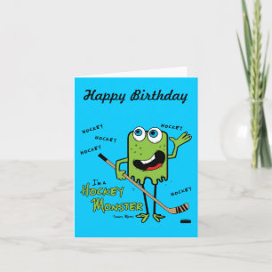 Hockey Monster Green Greeting Card