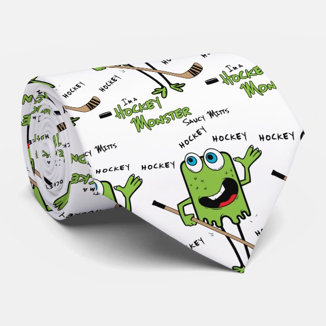 Hockey Monster Green Tie (Rolled)
