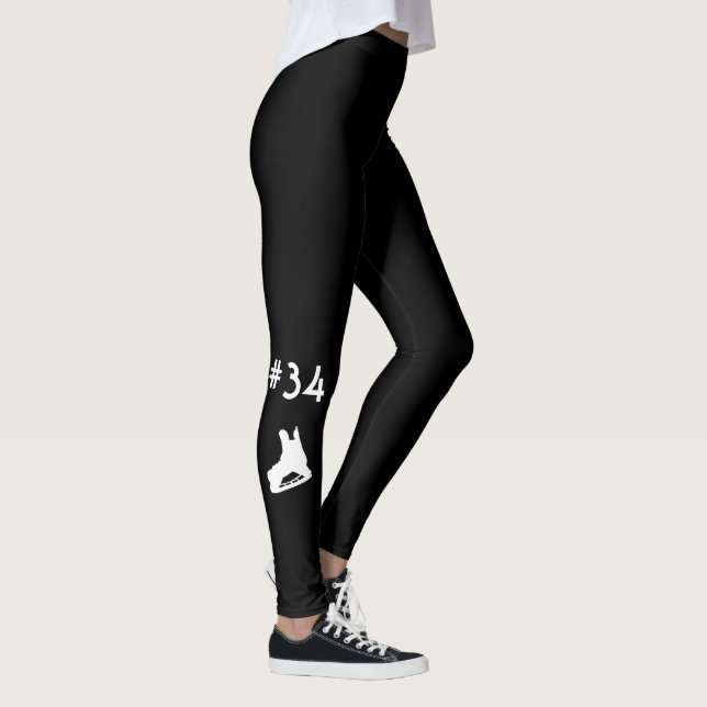 Hockey mum leggings player number black (Right)