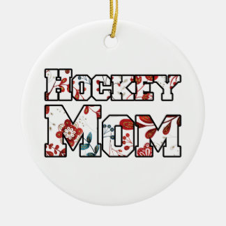 Hockey Mum Red Blue Floral Ceramic Tree Decoration