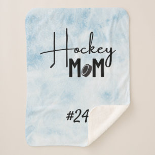 Hockey mum rink gear blanket calligraphy blue ice