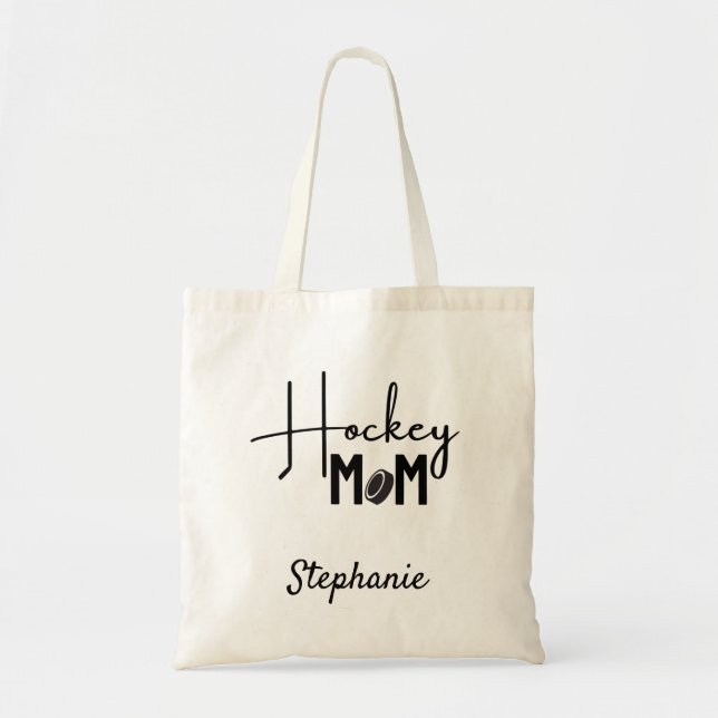 Hockey Mum tote bag calligraphy black (Front)