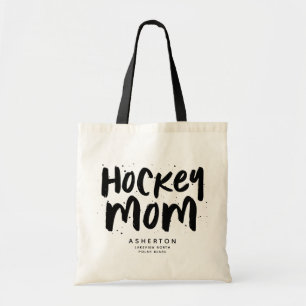 Hockey mum trendy black type personalised tote bag